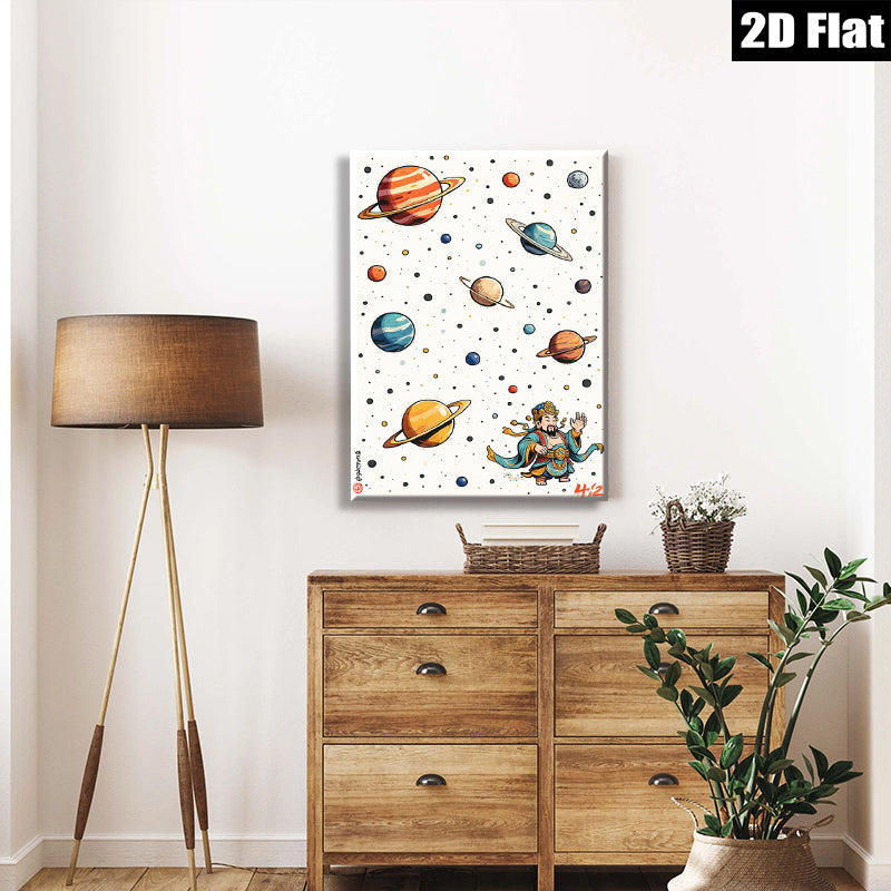 2D flat 1pc Celestial God Among Planets Modern Wall Art Living Room Bedroom Decor Gallery Wrapped Canvas Print Ready to Hang Farmhouse Style