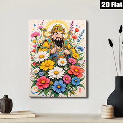 2D flat 1pc Celestial Guardian among Vibrant Floral Bounty wall decor bedroom living room farmhouse gallery wrapped canvas prints modern art
