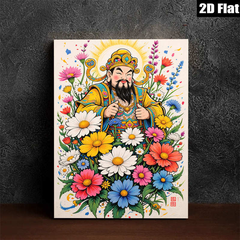 2D flat 1pc Celestial Guardian among Vibrant Floral Bounty wall decor bedroom living room farmhouse gallery wrapped canvas prints modern art