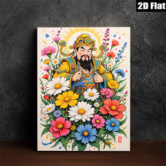 2D flat 1pc Celestial Guardian among Vibrant Floral Bounty wall decor bedroom living room farmhouse gallery wrapped canvas prints modern art