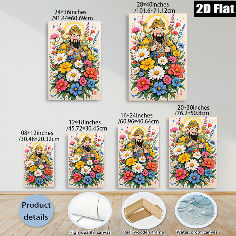 2D flat 1pc Celestial Guardian among Vibrant Floral Bounty wall decor bedroom living room farmhouse gallery wrapped canvas prints modern art