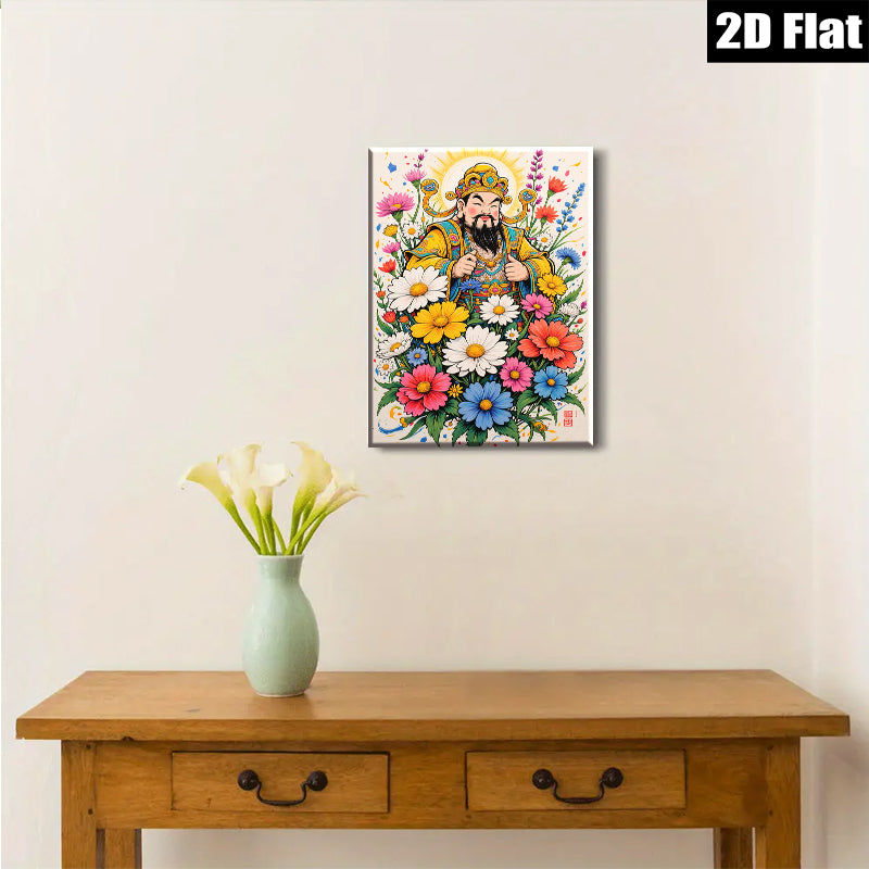 2D flat 1pc Celestial Guardian among Vibrant Floral Bounty wall decor bedroom living room farmhouse gallery wrapped canvas prints modern art