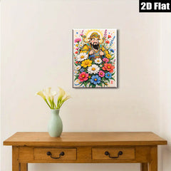 2D flat 1pc Celestial Guardian among Vibrant Floral Bounty wall decor bedroom living room farmhouse gallery wrapped canvas prints modern art