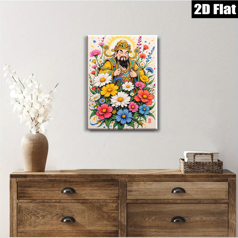 2D flat 1pc Celestial Guardian among Vibrant Floral Bounty wall decor bedroom living room farmhouse gallery wrapped canvas prints modern art