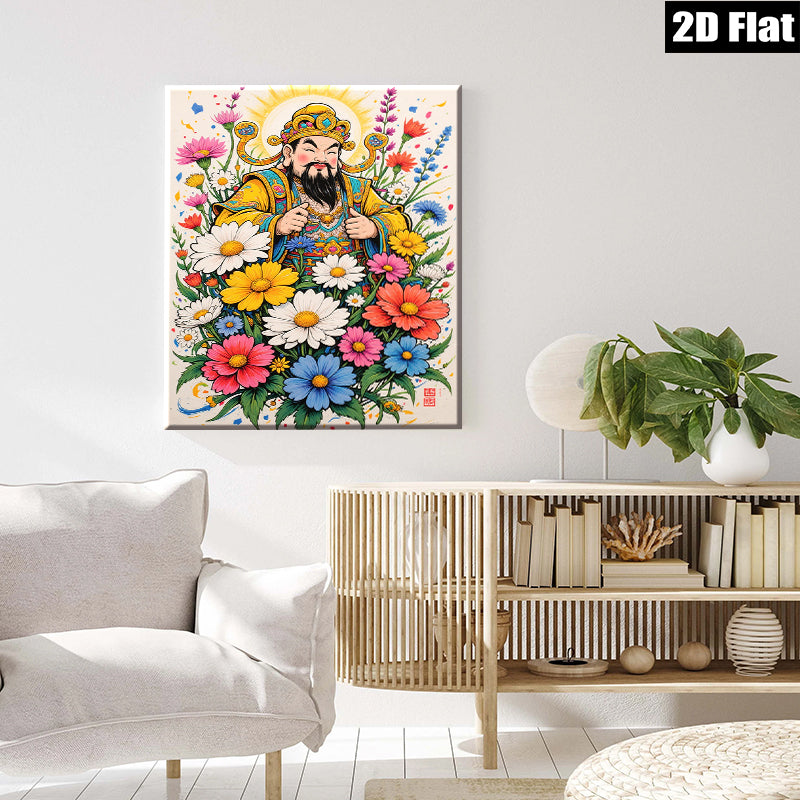 2D flat 1pc Celestial Guardian among Vibrant Floral Bounty wall decor bedroom living room farmhouse gallery wrapped canvas prints modern art