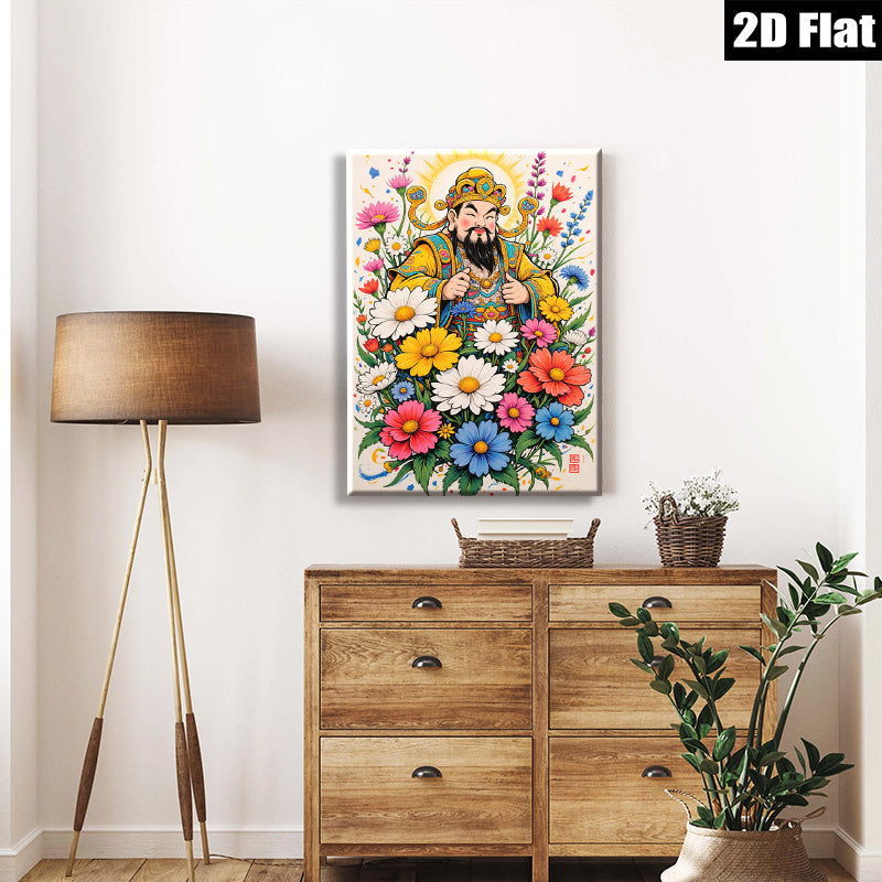 2D flat 1pc Celestial Guardian among Vibrant Floral Bounty wall decor bedroom living room farmhouse gallery wrapped canvas prints modern art