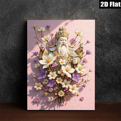 2D flat 1pc Celestial Guardian blooms with vibrant wildflowers farmhouse wall art bedroom living room decor gallery wrapped canvas prints modern minimalist style