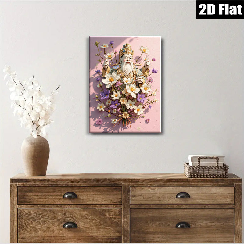 2D flat 1pc Celestial Guardian blooms with vibrant wildflowers farmhouse wall art bedroom living room decor gallery wrapped canvas prints modern minimalist style