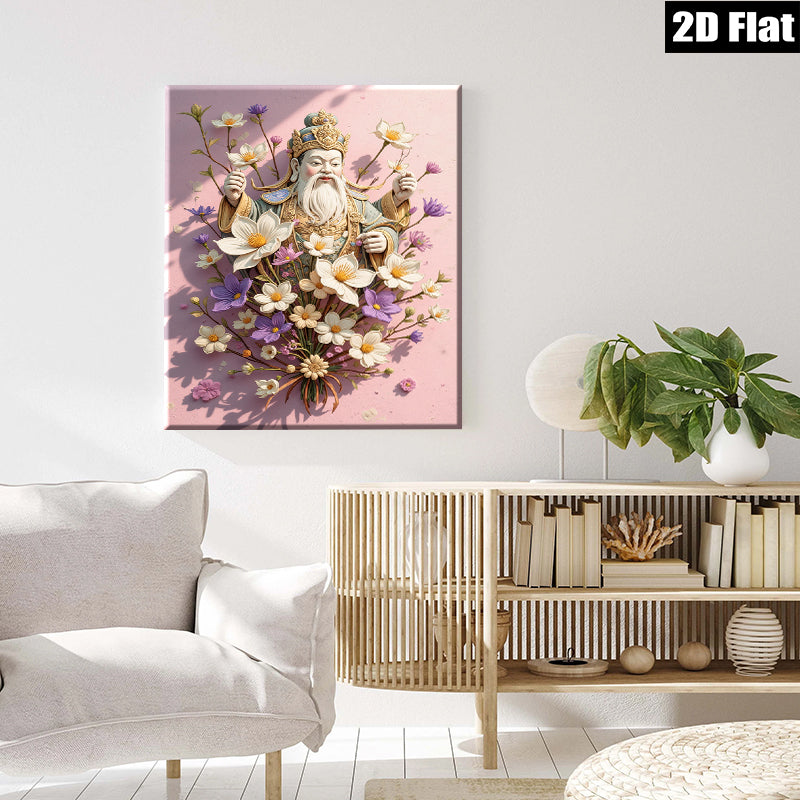 2D flat 1pc Celestial Guardian blooms with vibrant wildflowers farmhouse wall art bedroom living room decor gallery wrapped canvas prints modern minimalist style