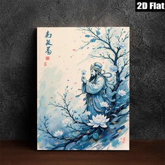 2D flat 1pc Celestial Guardian with Lotus Bloom wall art for living room bedroom home decor farmhouse style gallery wrapped canvas print modern minimalist aesthetic