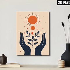 2D flat 1pc Celestial Hands Botanical Wall Art Prints Modern Farmhouse Decor Living Room Bedroom Gallery Wrapped Canvas Prints Cozy Home Aesthetic
