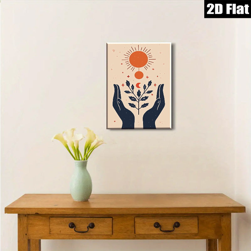 2D flat 1pc Celestial Hands Botanical Wall Art Prints Modern Farmhouse Decor Living Room Bedroom Gallery Wrapped Canvas Prints Cozy Home Aesthetic