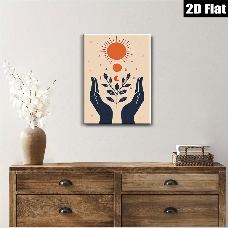 2D flat 1pc Celestial Hands Botanical Wall Art Prints Modern Farmhouse Decor Living Room Bedroom Gallery Wrapped Canvas Prints Cozy Home Aesthetic