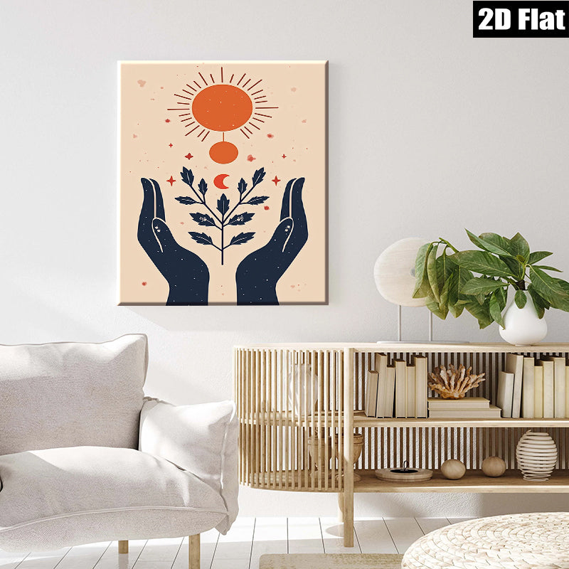 2D flat 1pc Celestial Hands Botanical Wall Art Prints Modern Farmhouse Decor Living Room Bedroom Gallery Wrapped Canvas Prints Cozy Home Aesthetic