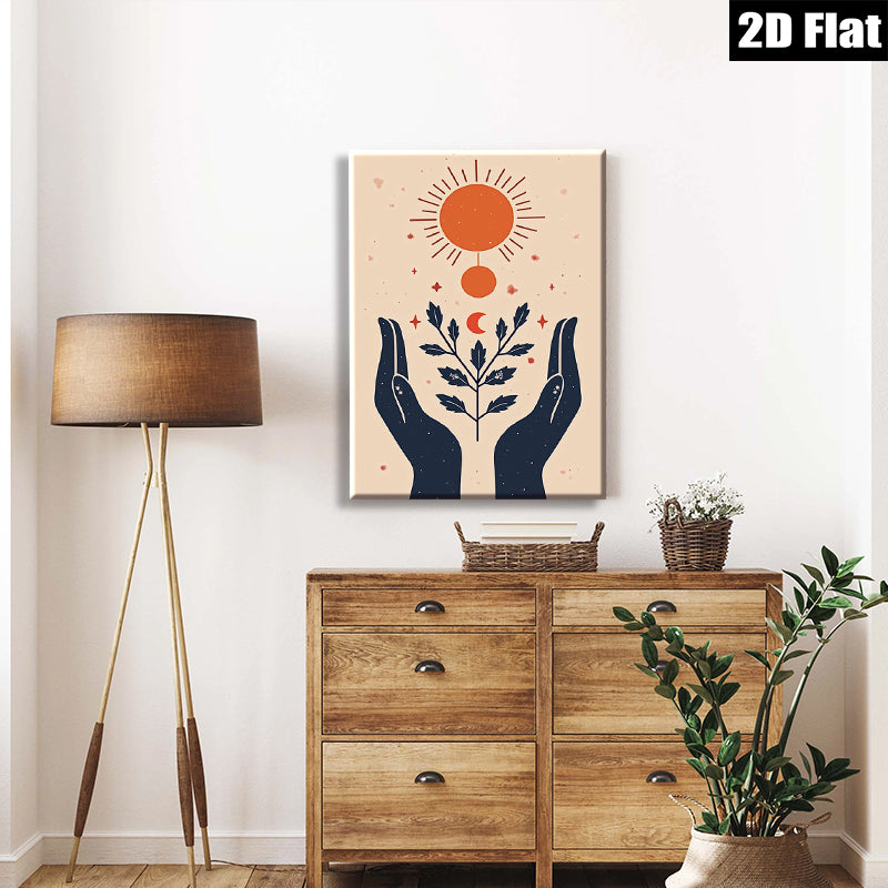 2D flat 1pc Celestial Hands Botanical Wall Art Prints Modern Farmhouse Decor Living Room Bedroom Gallery Wrapped Canvas Prints Cozy Home Aesthetic