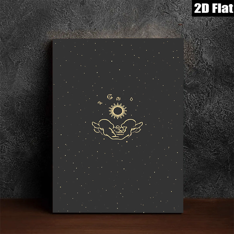 2D flat 1pc Celestial Hands Hold Sun Moon Wall Art Decor for Living Room Bedroom Gallery Wrapped Canvas Prints Modern Farmhouse Aesthetic Maximalist
