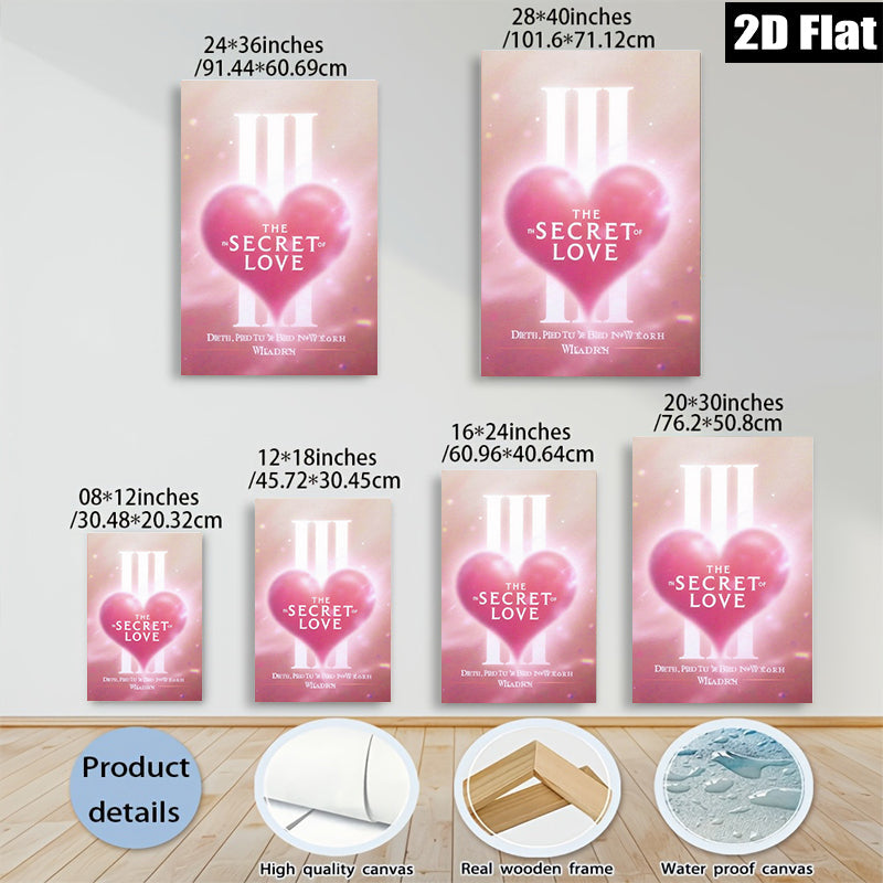 2D flat 1pc Celestial Hearts Pink Canvas Wall Art Modern Farmhouse Decor Bedroom Living Room Gallery Wrapped Ready to Hang Inspirational