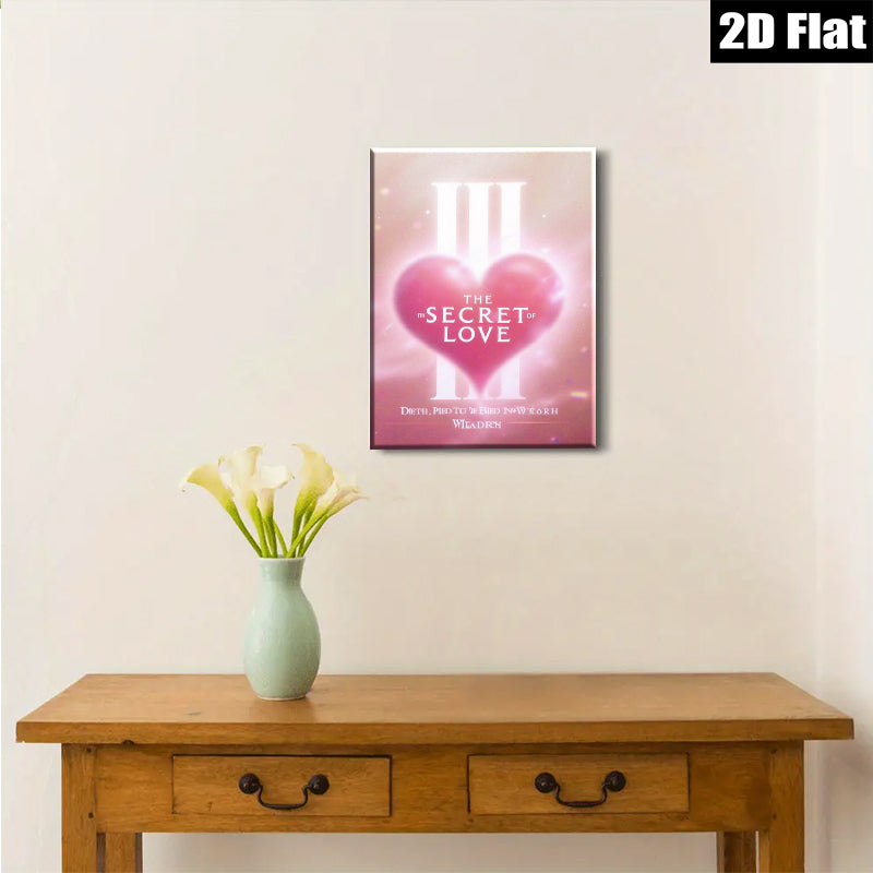 2D flat 1pc Celestial Hearts Pink Canvas Wall Art Modern Farmhouse Decor Bedroom Living Room Gallery Wrapped Ready to Hang Inspirational