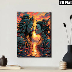 2D flat 1pc Celestial Lovers Embrace Romantic Wall Art Decor Living Room Bedroom Home Office Gallery Wrapped Canvas Prints Modern Farmhouse Style