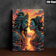 2D flat 1pc Celestial Lovers Embrace Romantic Wall Art Decor Living Room Bedroom Home Office Gallery Wrapped Canvas Prints Modern Farmhouse Style