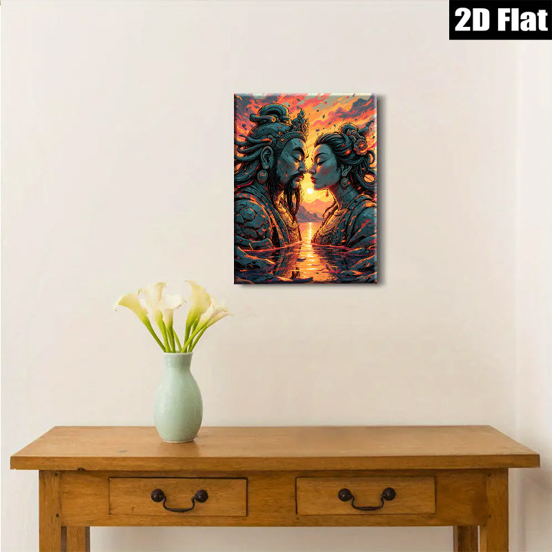 2D flat 1pc Celestial Lovers Embrace Romantic Wall Art Decor Living Room Bedroom Home Office Gallery Wrapped Canvas Prints Modern Farmhouse Style