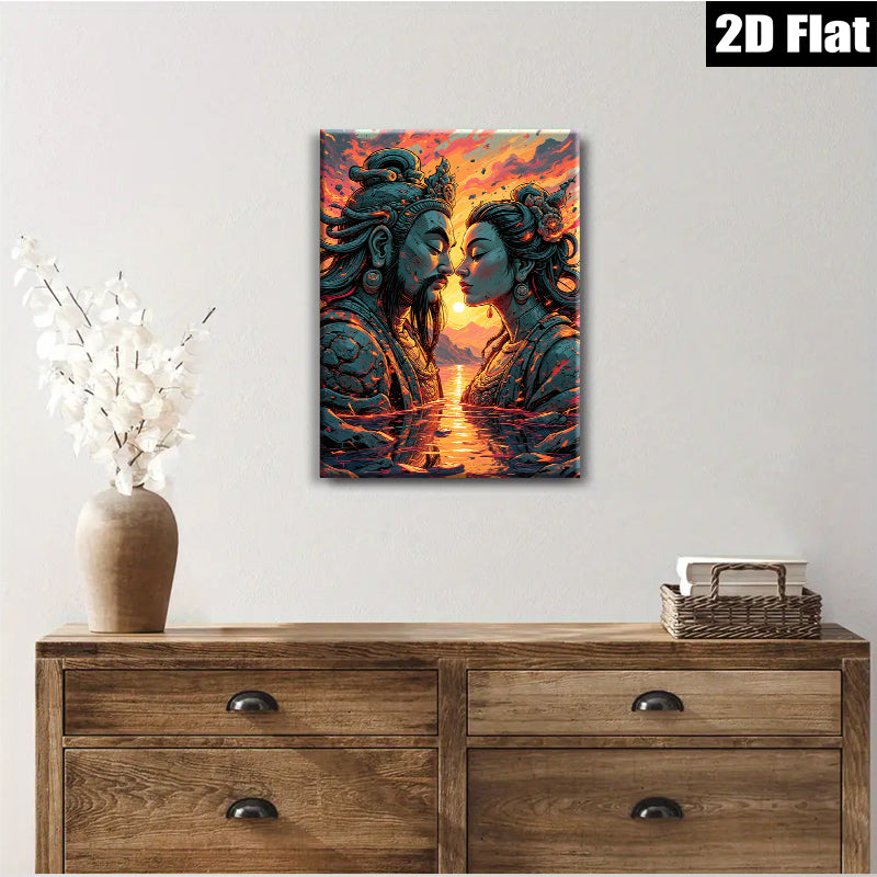2D flat 1pc Celestial Lovers Embrace Romantic Wall Art Decor Living Room Bedroom Home Office Gallery Wrapped Canvas Prints Modern Farmhouse Style
