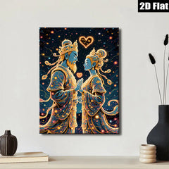 2D flat 1pc Celestial Lovers Romantic Asian Wall Art Bedroom Living Room Home Decor Gallery Wrapped Canvas Prints for Modern Farmhouse Aesthetic
