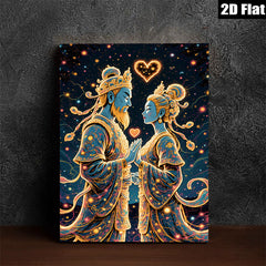2D flat 1pc Celestial Lovers Romantic Asian Wall Art Bedroom Living Room Home Decor Gallery Wrapped Canvas Prints for Modern Farmhouse Aesthetic