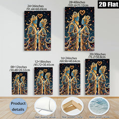 2D flat 1pc Celestial Lovers Romantic Asian Wall Art Bedroom Living Room Home Decor Gallery Wrapped Canvas Prints for Modern Farmhouse Aesthetic