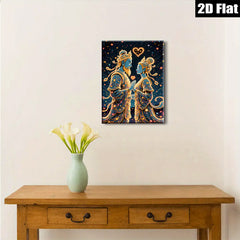 2D flat 1pc Celestial Lovers Romantic Asian Wall Art Bedroom Living Room Home Decor Gallery Wrapped Canvas Prints for Modern Farmhouse Aesthetic
