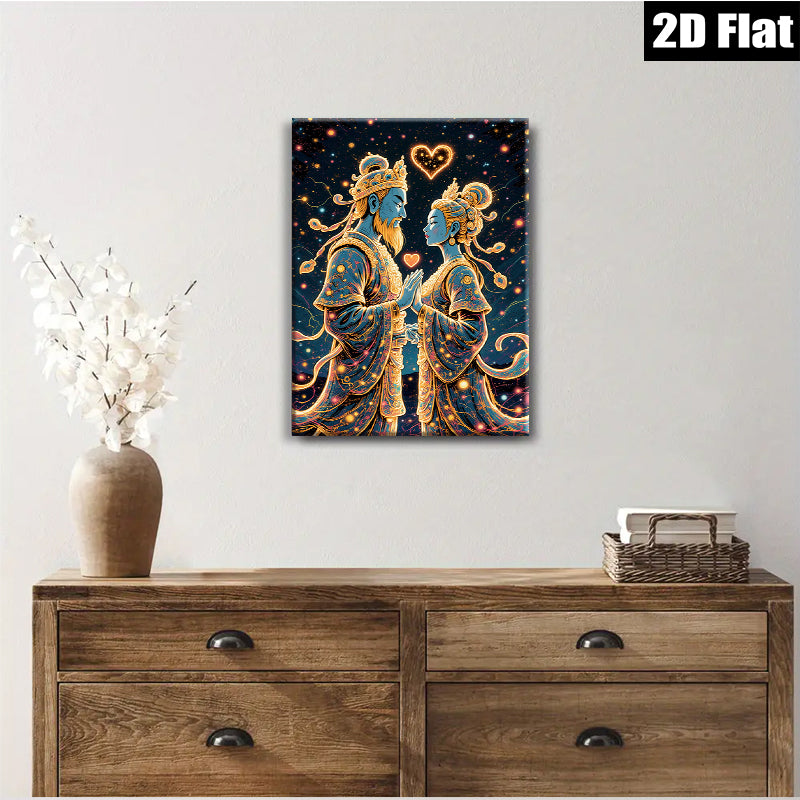 2D flat 1pc Celestial Lovers Romantic Asian Wall Art Bedroom Living Room Home Decor Gallery Wrapped Canvas Prints for Modern Farmhouse Aesthetic