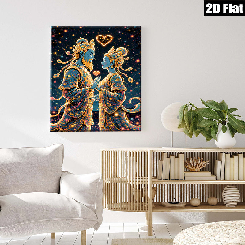 2D flat 1pc Celestial Lovers Romantic Asian Wall Art Bedroom Living Room Home Decor Gallery Wrapped Canvas Prints for Modern Farmhouse Aesthetic