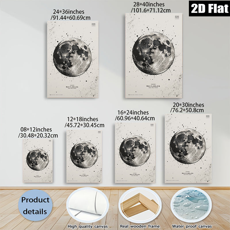 2D flat 1pc Celestial Moonscape Wall Art Modern Home Decor Living Room Bedroom Gallery Wrapped Canvas Prints for Cozy Aesthetic Farmhouse Minimalist Style