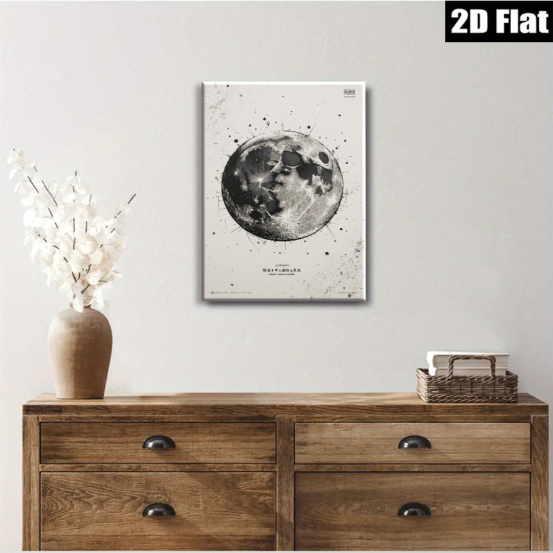 2D flat 1pc Celestial Moonscape Wall Art Modern Home Decor Living Room Bedroom Gallery Wrapped Canvas Prints for Cozy Aesthetic Farmhouse Minimalist Style
