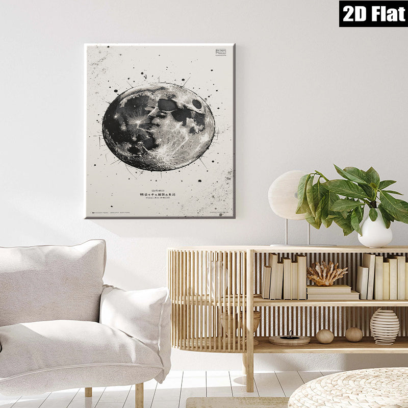 2D flat 1pc Celestial Moonscape Wall Art Modern Home Decor Living Room Bedroom Gallery Wrapped Canvas Prints for Cozy Aesthetic Farmhouse Minimalist Style