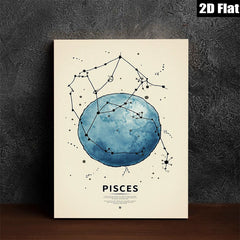 2D flat 1pc Celestial Pisces Zodiac Wall Art Prints Modern Minimalist Galaxy Home Decor Living Room Bedroom Canvas Painting Aesthetic Room Refresh