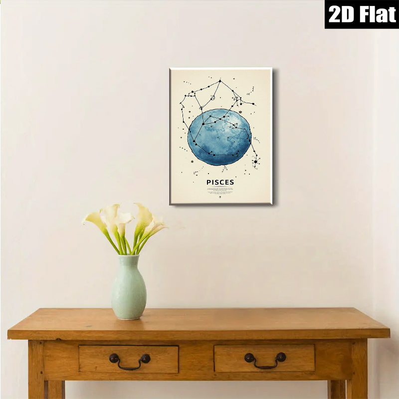 2D flat 1pc Celestial Pisces Zodiac Wall Art Prints Modern Minimalist Galaxy Home Decor Living Room Bedroom Canvas Painting Aesthetic Room Refresh