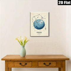 2D flat 1pc Celestial Pisces Zodiac Wall Art Prints Modern Minimalist Galaxy Home Decor Living Room Bedroom Canvas Painting Aesthetic Room Refresh