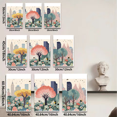 2D flat 1pc Central Park blooming cityscape botanical wall art for living room bedroom home decor farmhouse style gallery wrapped canvas prints