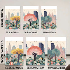 2D flat 1pc Central Park blooming cityscape botanical wall art for living room bedroom home decor farmhouse style gallery wrapped canvas prints