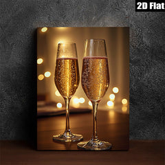2D flat 1pc Champagne Toast Celebration Romance Dining Room Wall Art Modern Farmhouse Decor Living Room Canvas Prints Bedroom Artwork Gallery Wrapped