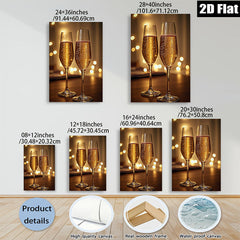 2D flat 1pc Champagne Toast Celebration Romance Dining Room Wall Art Modern Farmhouse Decor Living Room Canvas Prints Bedroom Artwork Gallery Wrapped