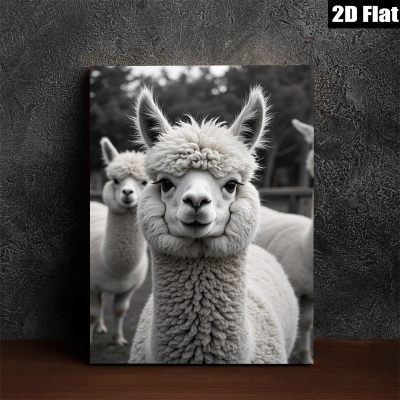 2D flat 1pc Charming Alpaca Faces Farm Animal Portrait Wall Decor Living Room Bedroom Modern Farmhouse Style Canvas Prints Cozy Aesthetic