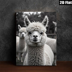 2D flat 1pc Charming Alpaca Faces Farm Animal Portrait Wall Decor Living Room Bedroom Modern Farmhouse Style Canvas Prints Cozy Aesthetic