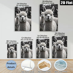 2D flat 1pc Charming Alpaca Faces Farm Animal Portrait Wall Decor Living Room Bedroom Modern Farmhouse Style Canvas Prints Cozy Aesthetic