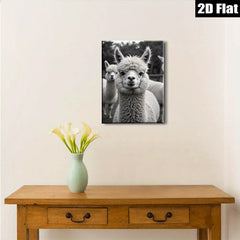 2D flat 1pc Charming Alpaca Faces Farm Animal Portrait Wall Decor Living Room Bedroom Modern Farmhouse Style Canvas Prints Cozy Aesthetic