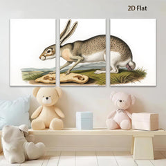 2D flat 1pc Charming American Hare Wildlife Portrait Farmhouse Wall Art Rustic Home Decor Living Room Bedroom Gallery Wrapped Canvas Print