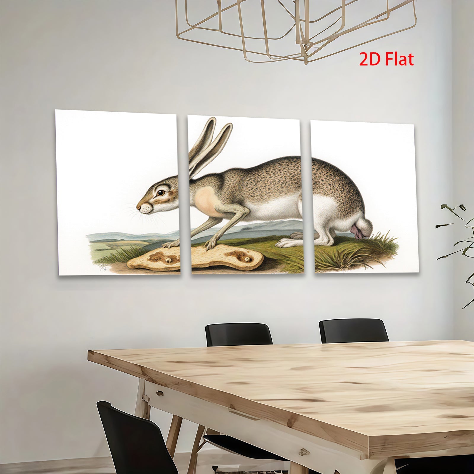 2D flat 1pc Charming American Hare Wildlife Portrait Farmhouse Wall Art Rustic Home Decor Living Room Bedroom Gallery Wrapped Canvas Print