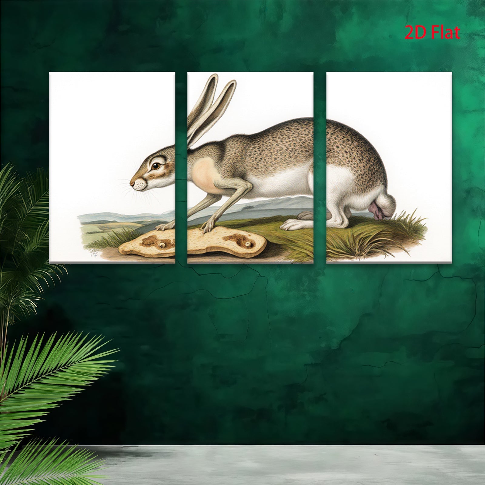 2D flat 1pc Charming American Hare Wildlife Portrait Farmhouse Wall Art Rustic Home Decor Living Room Bedroom Gallery Wrapped Canvas Print