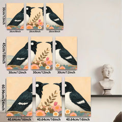 2D flat 1pc Charming Bird Pair Floral Still Life Wall Art Prints Bedroom Living Room Decor Farmhouse Style Gallery Wrapped Canvas Prints Modern Art